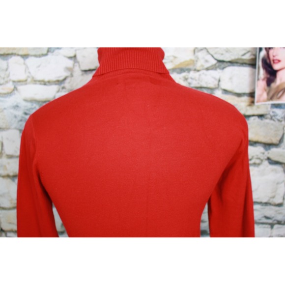 August Silk Knits Red Turtleneck Silk Blend Stretch Sweater Womens Medium - Picture 4 of 7